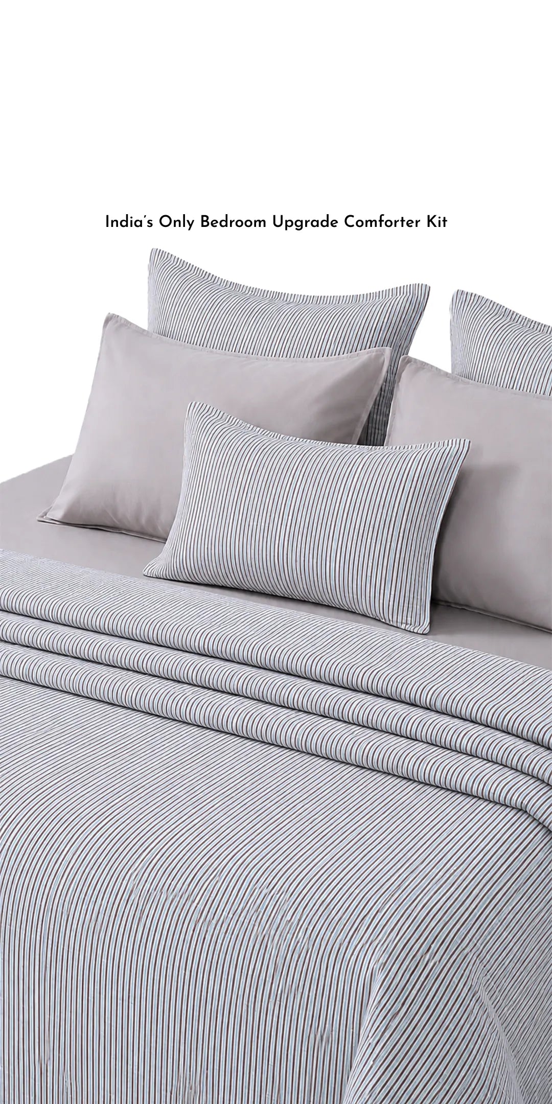 Zarf Linen Blend Bedding Set Of 9 For Single Size Bed - Rigato