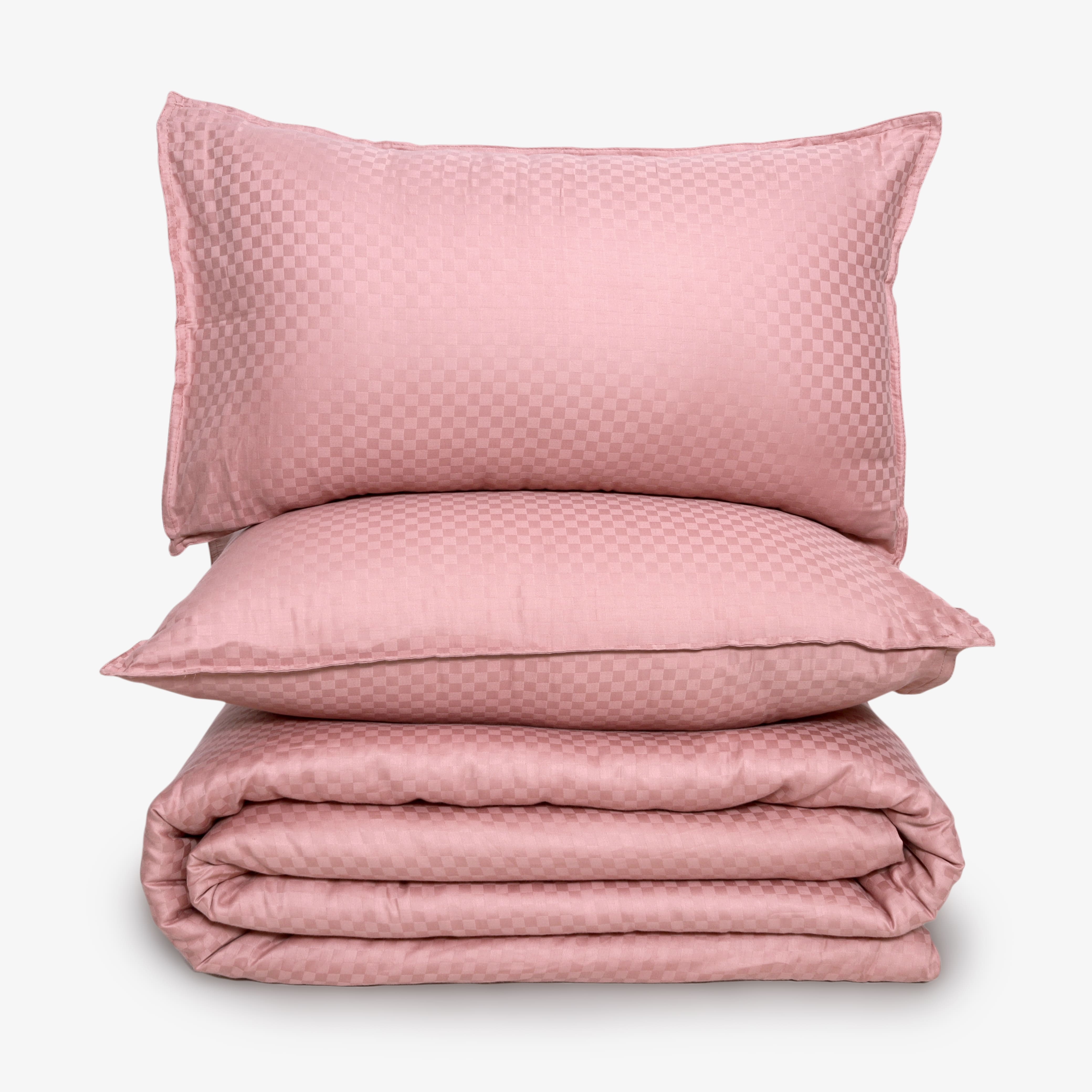 Zeries Egyptian Cotton Jacquard Bedsheets With 2 Pillow Cases & 2 Cushion Covers - Petal