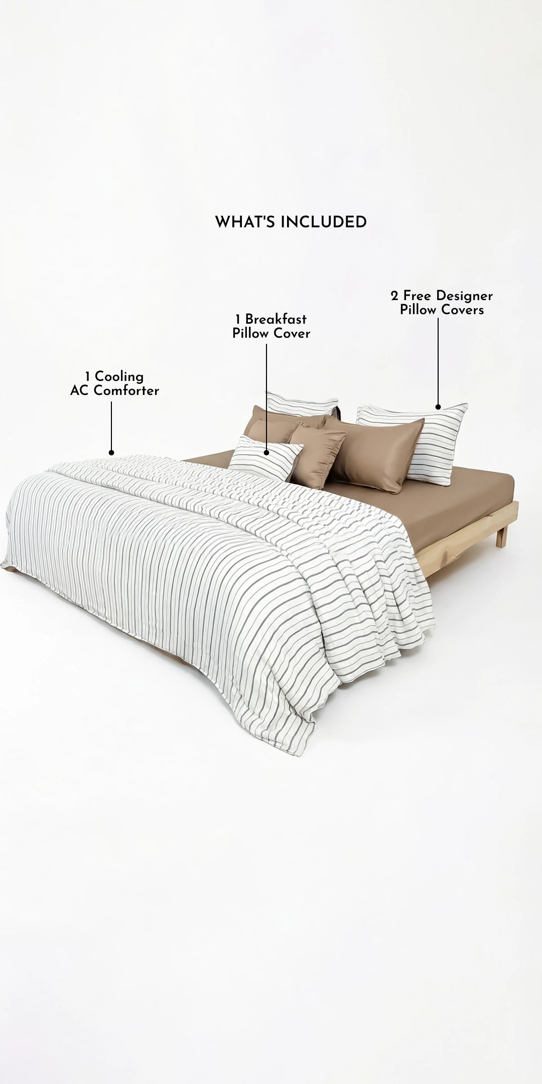 Linen Blend AC Comforter With 2 Pillow Cases and 1 Breakfast Pillow - Arden