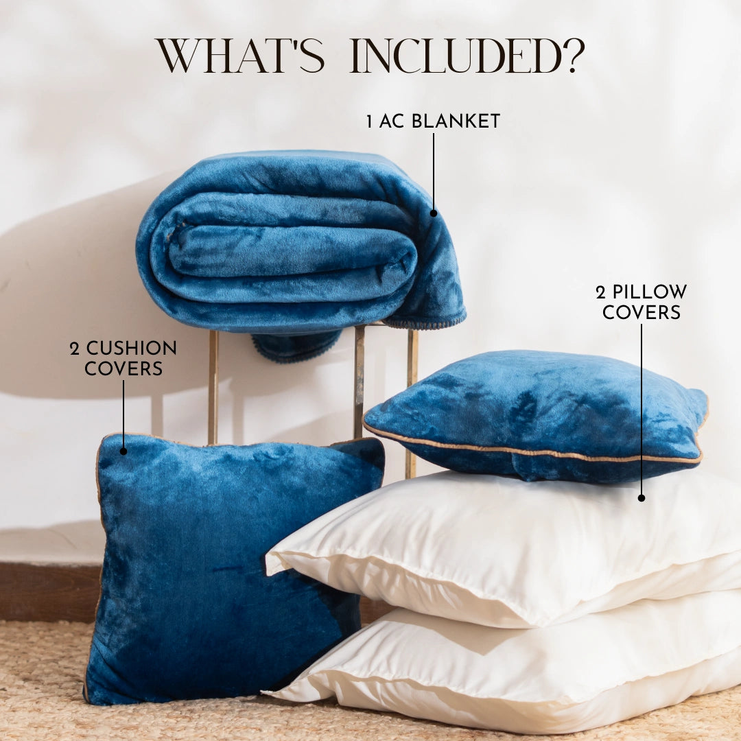 ZARF ALL-SEASON PREMIUM AC BLANKET SET OF 5 - Cobalt