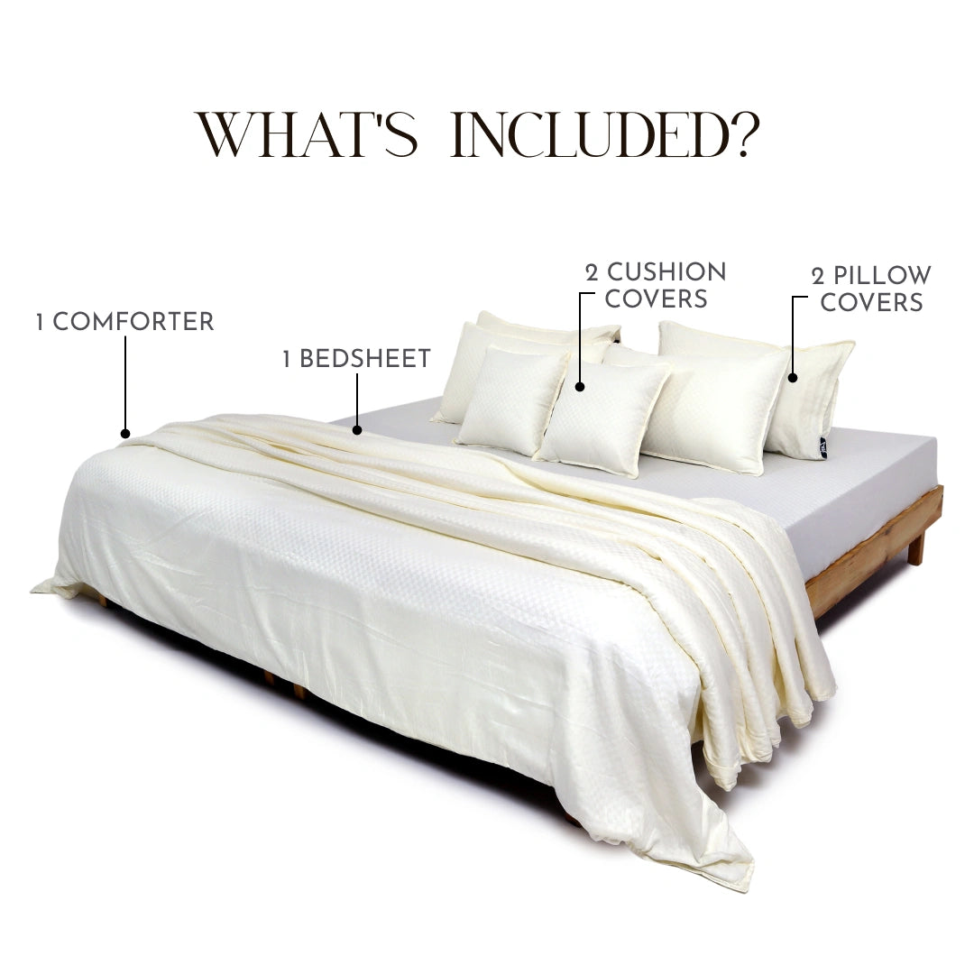 Zarf Egyptian Cotton Bedding Set Of 6 - Ivory