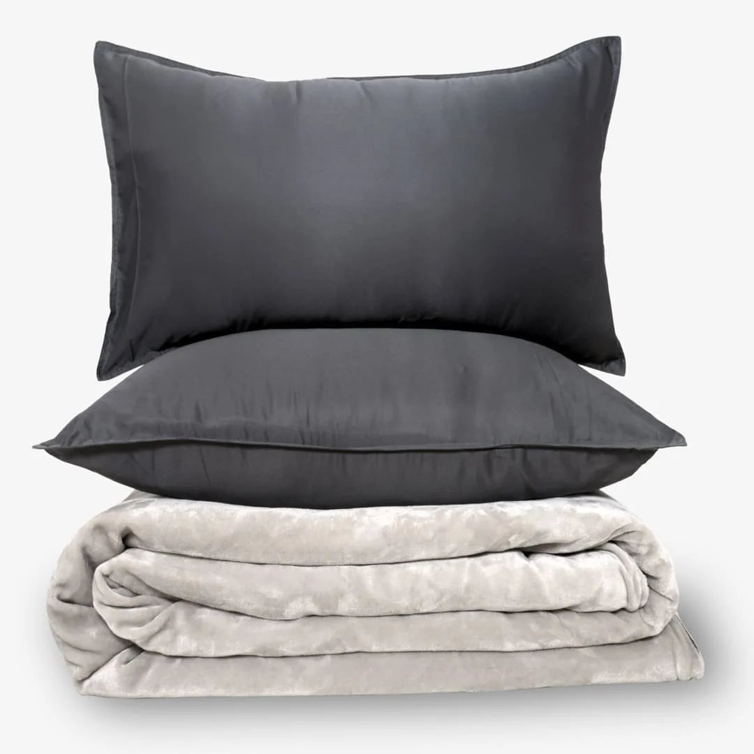 Zarf Premium AC Dohar With Two Pillow Covers & One Breakfast Cushion Cover - Greystone