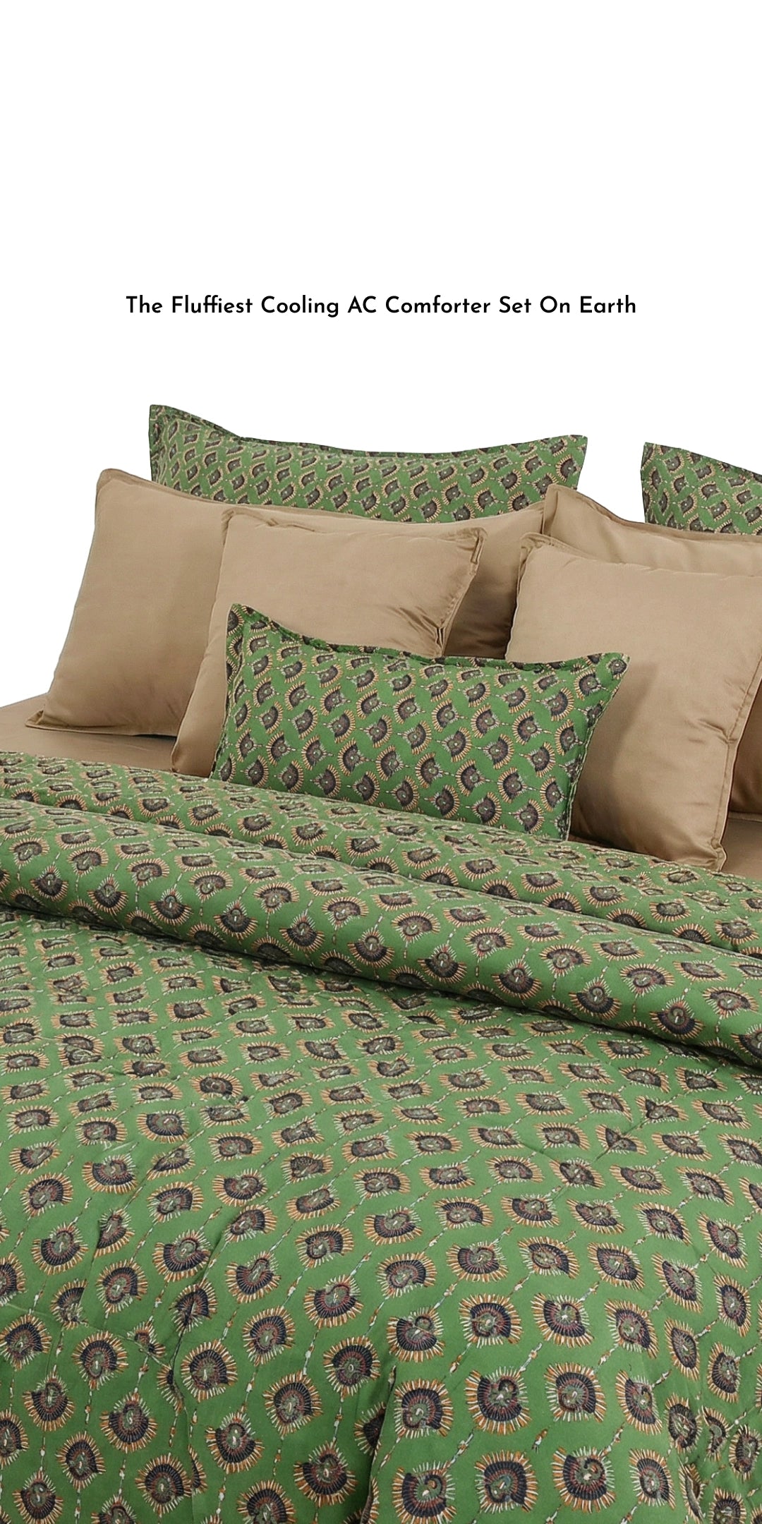 Linen Blend AC Comforter With 2 Pillow Cases and 1 Breakfast Pillow For Single Size Bed - Vanya