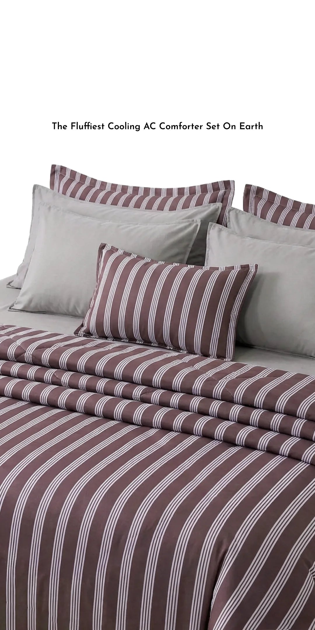 Linen Blend AC Comforter With 2 Pillow Cases and 1 Breakfast Pillow - Truffle