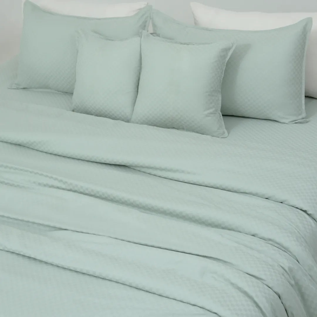 ZARF Egyptian Cotton Comforter For Single Size Bed With 2 Pillowcases & 2 Cushion Covers - Azure