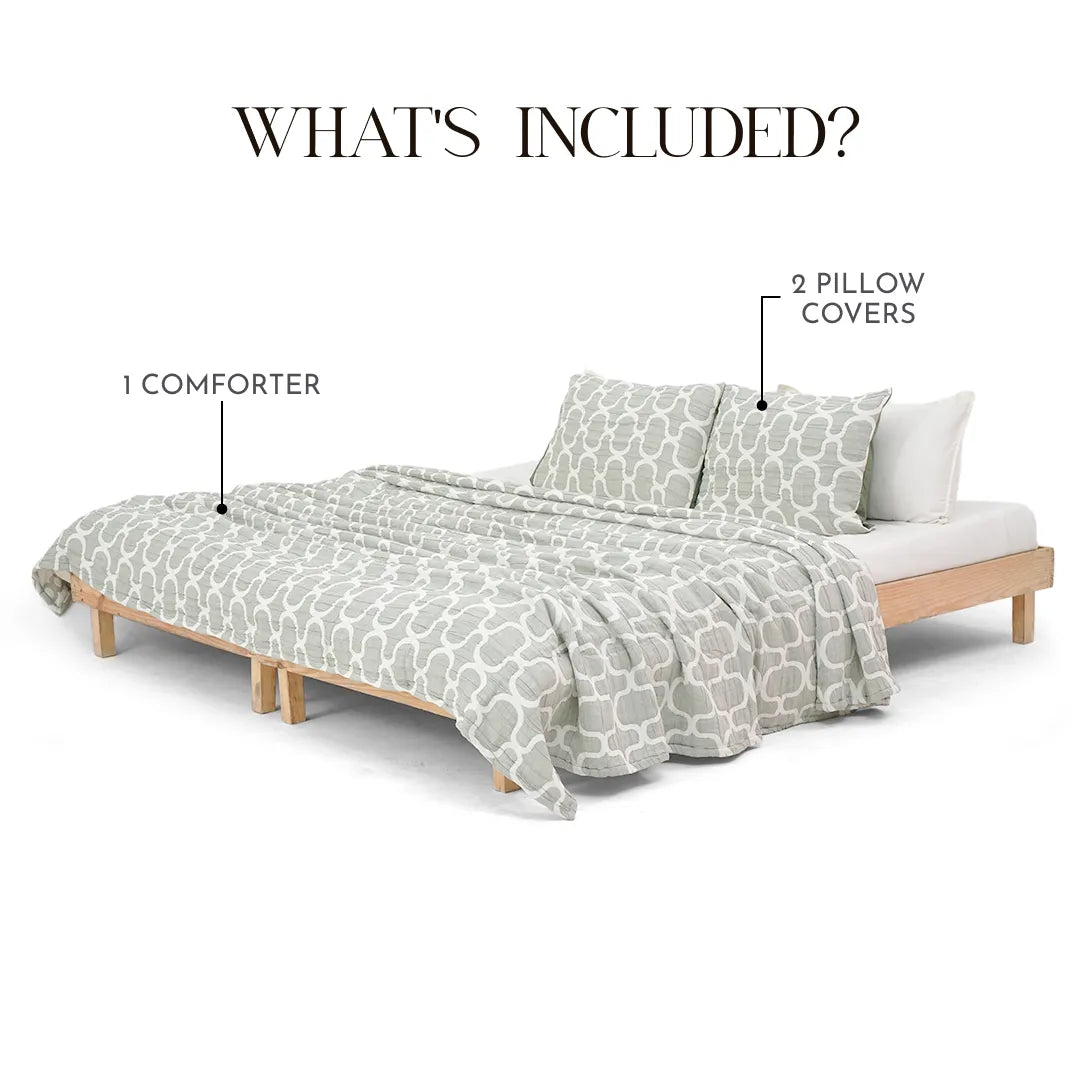 Zarf California King Size Plush Cotton AC Blanket With 2 Pillow Cases - Earthveil