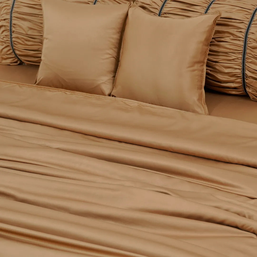 Zarf Italian Staple Weave Bedding Set Of 8 - Butterscotch