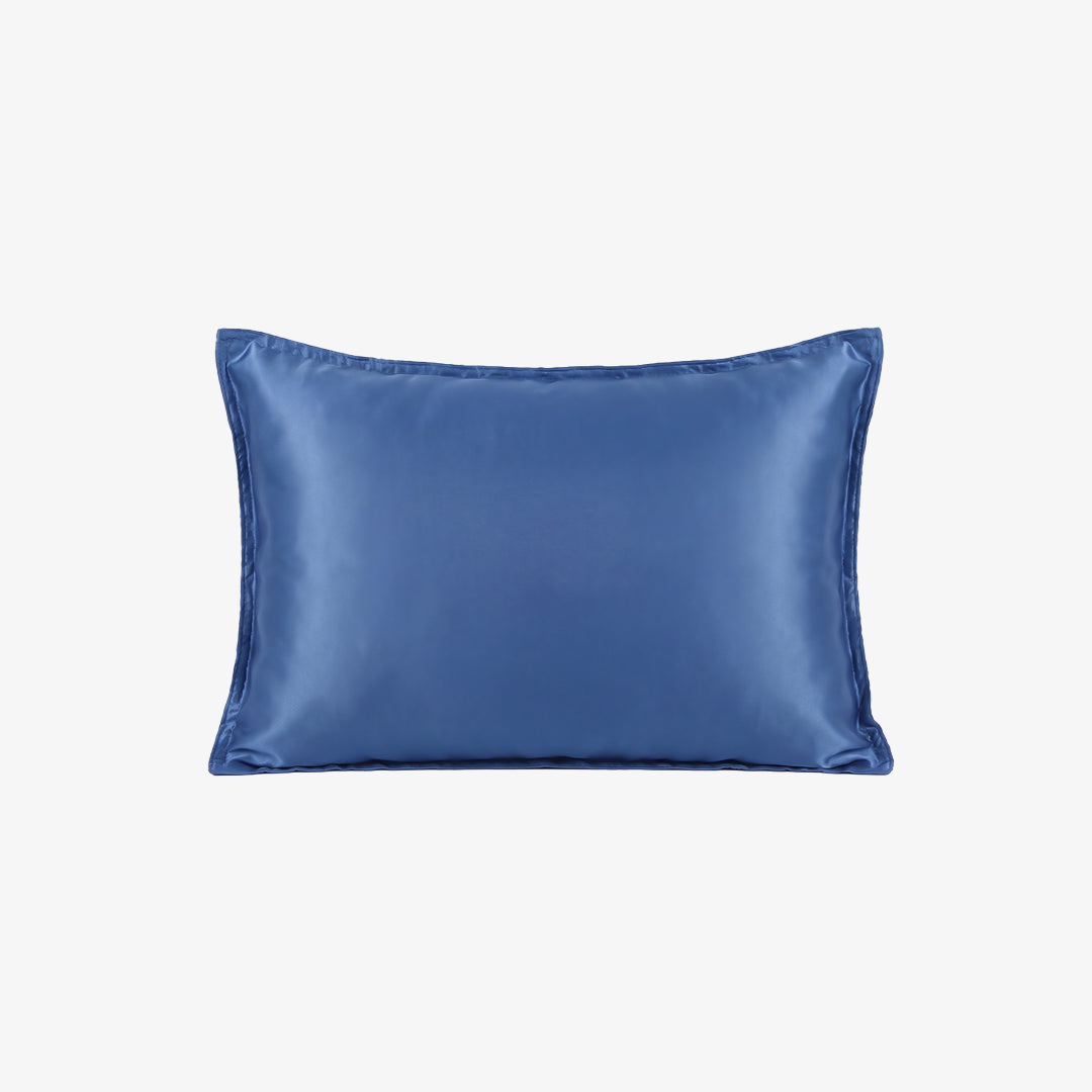 Zarf Glazed Charmeuse Satin Frizz-Reducing Pillow Cover - Indigo
