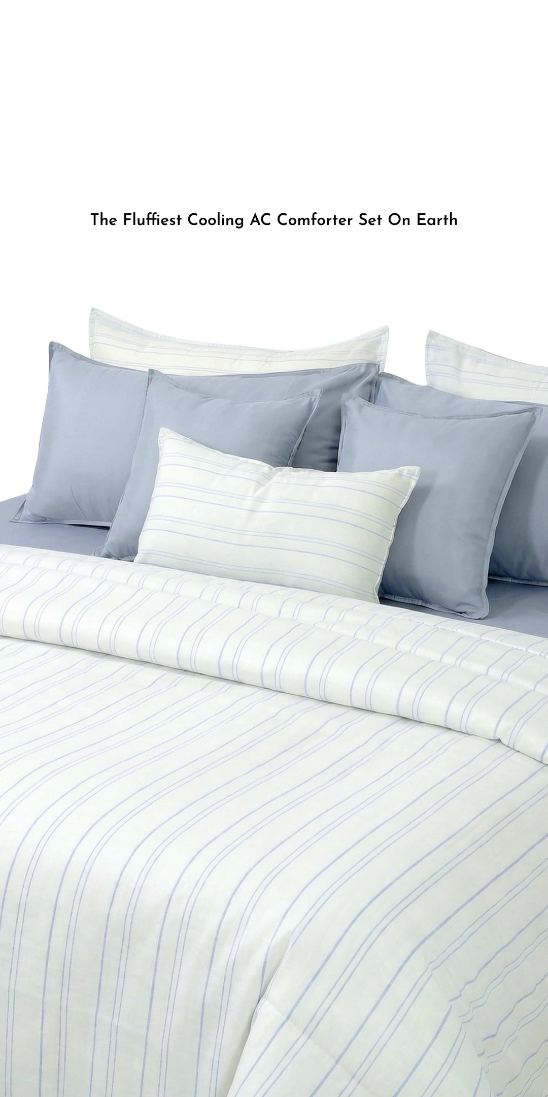 Linen Blend AC Comforter With 2 Pillow Cases and 1 Breakfast Pillow - Shore