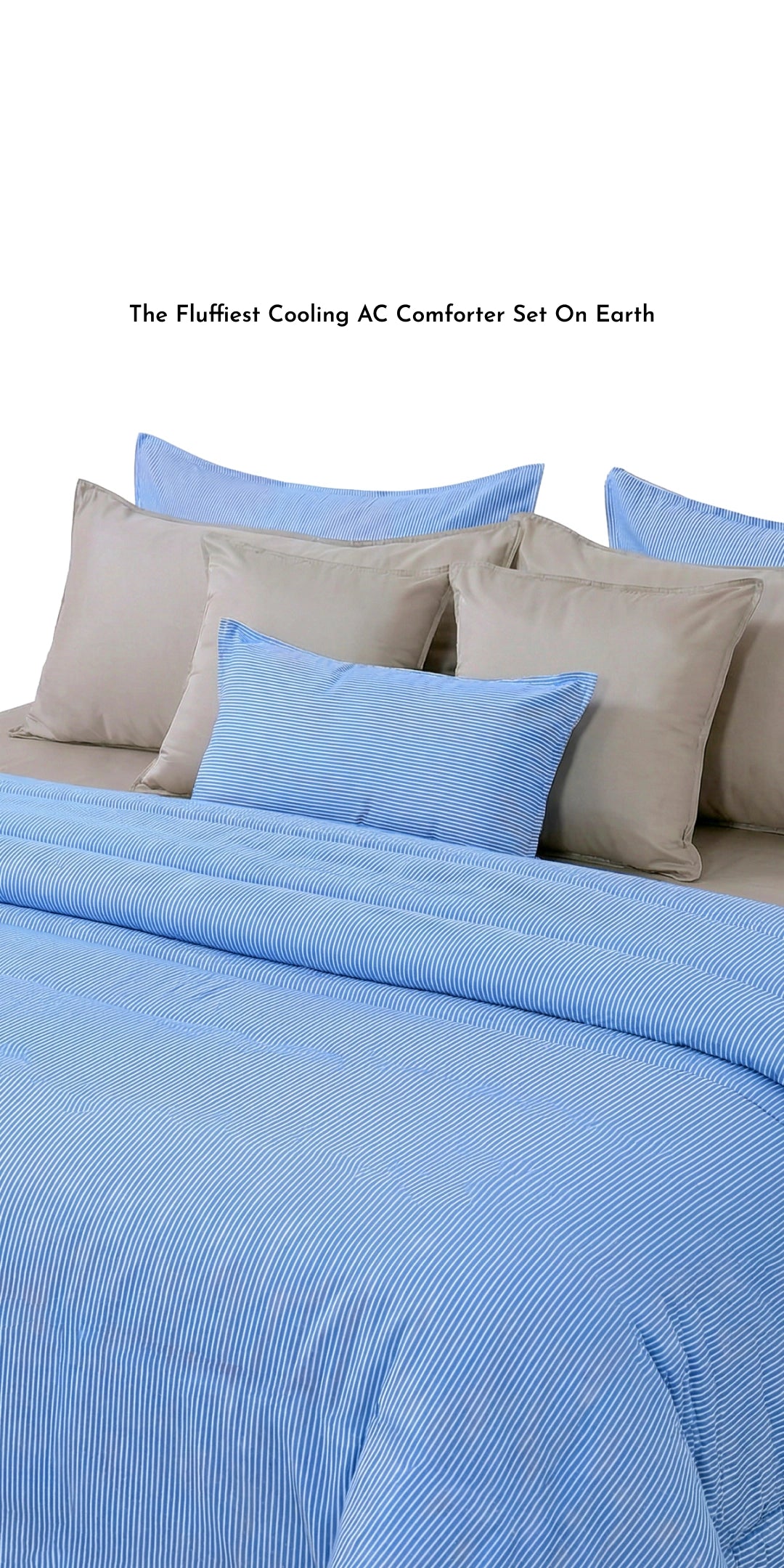 Linen Blend AC Comforter With 2 Pillow Cases and 1 Breakfast Pillow - Tranquil