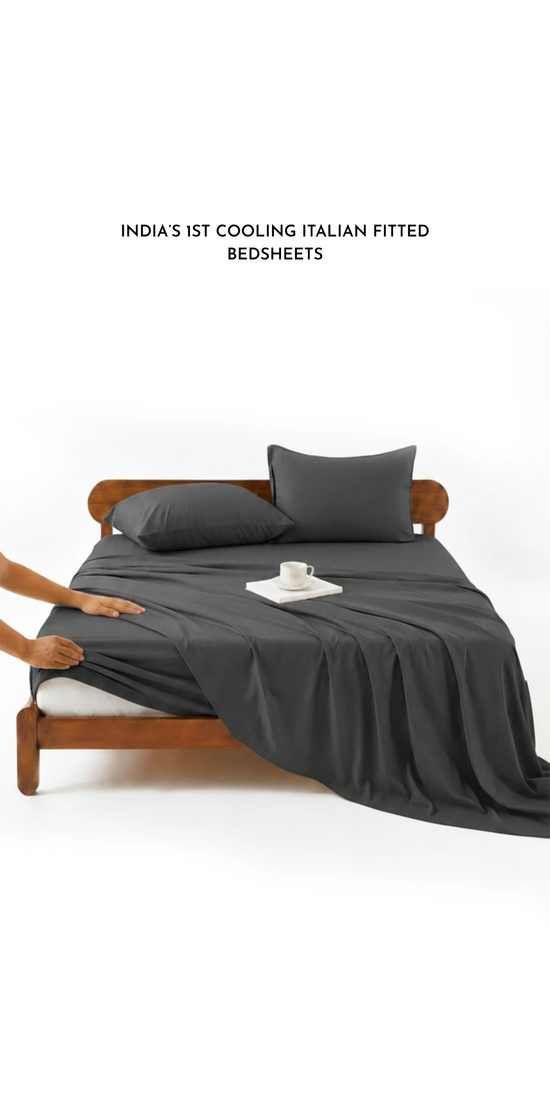 ZARF Italian Weave Fitted Bedsheet - Cinder