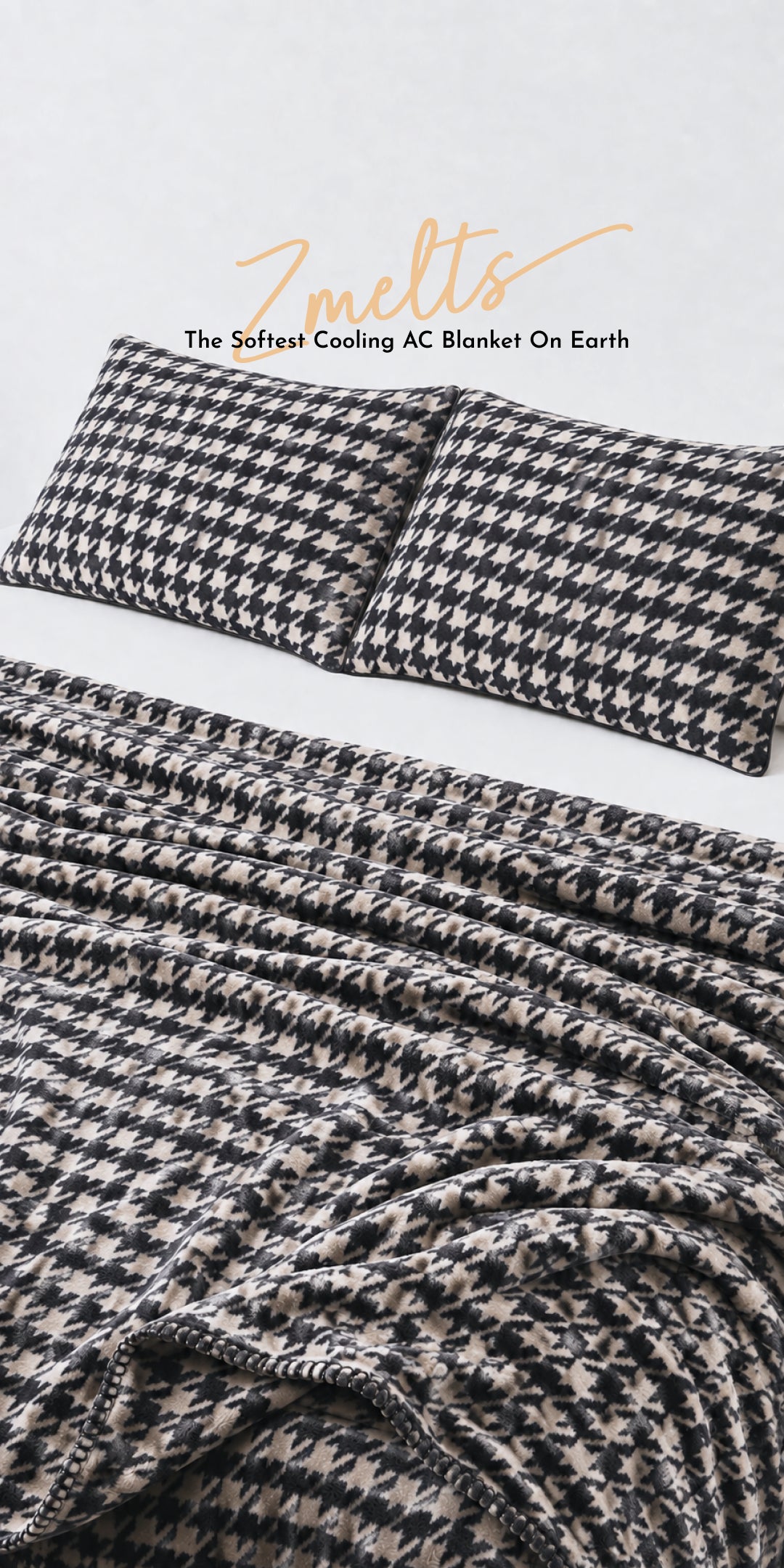 Zarf Ultra Soft All-Season Premium  Printed AC Blanket For Single Size Bed With 2 Pillow Covers - Houndstooth