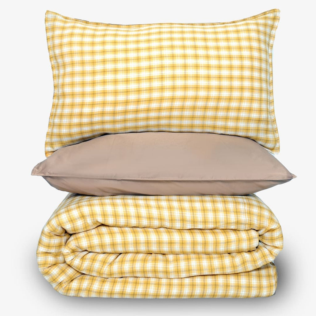 Linen Blend AC Comforter With 2 Pillow Cases and 1 Breakfast Pillow - Maple