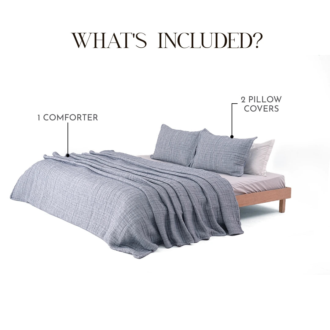 Zarf King Size Pure Cotton Cottage Comforter with 2 Pillowcases and 1 Cushion Cover - Dreamtide