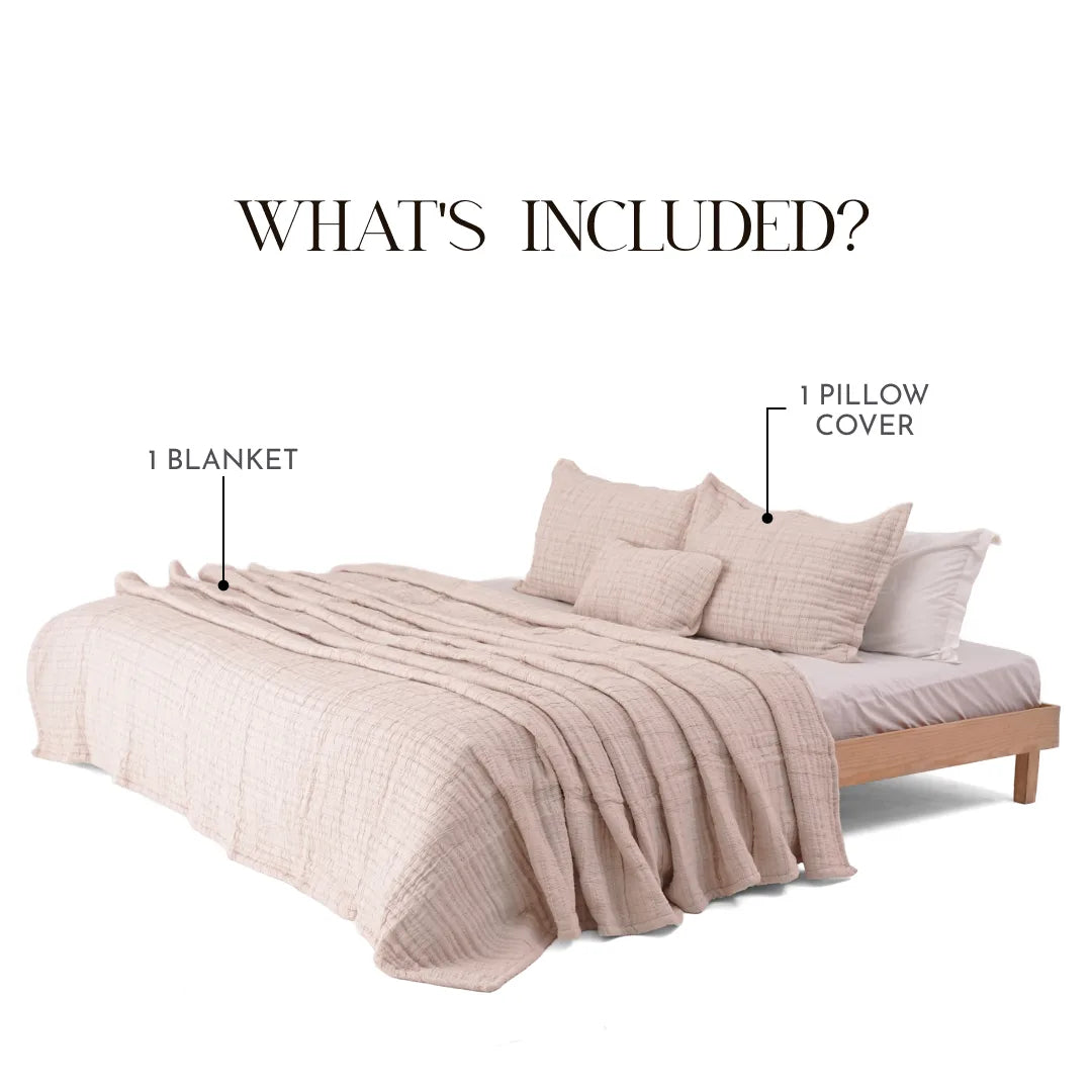 Zarf Baby Size Pure Cotton Cottage Blanket with 1 Pillow Case - Opal Rose