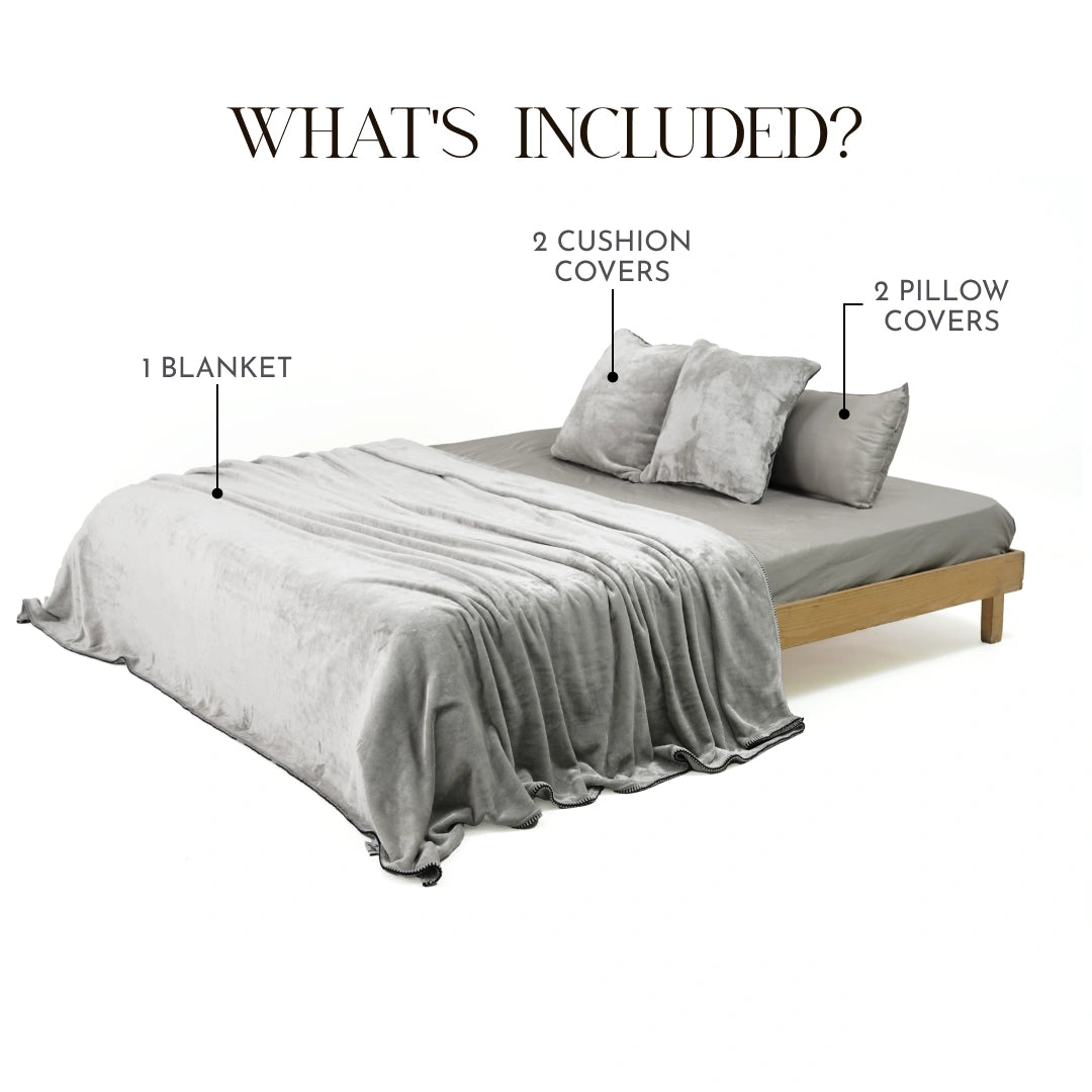 ZARF ALL-SEASON PREMIUM AC BLANKET SET OF 5 - Ash Grey