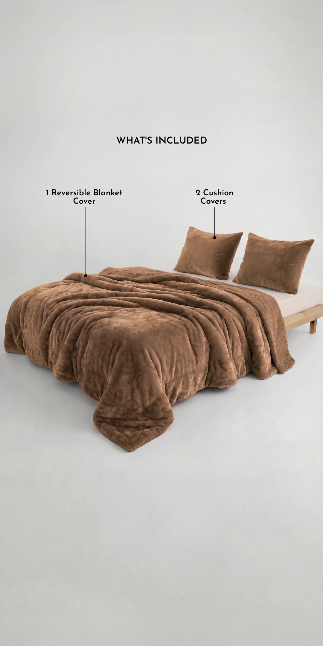 Zarf Reversible Blanket Cover For Single Size Bed With 2 Cushion Covers - Rustic Cocoa