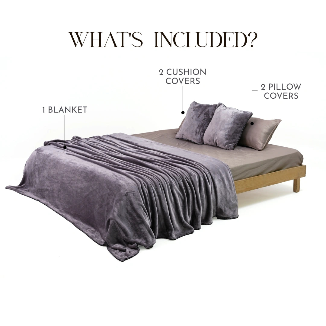 ZARF ALL-SEASON PREMIUM AC BLANKET SET OF 5 - Mauve