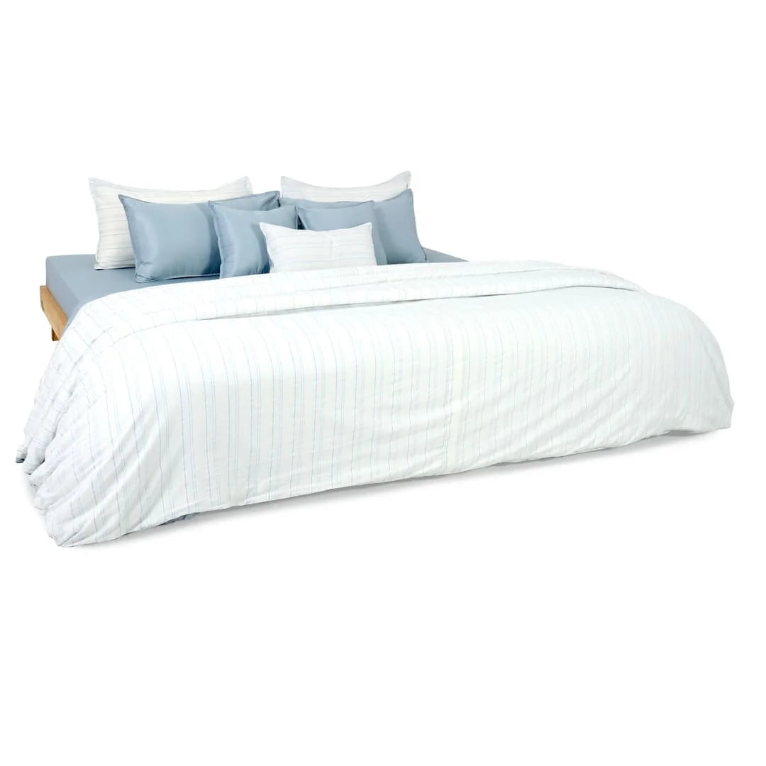 Linen Blend AC Comforter With 2 Pillow Cases and 1 Breakfast Pillow - Shore