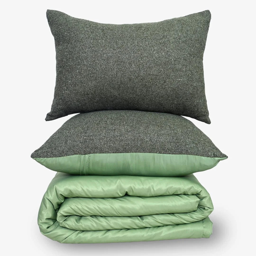 ZARF Italian Staple Weave Comforter With 2 Designer Pillow Cases 1 Breakfast Cushion Cover - Aeris