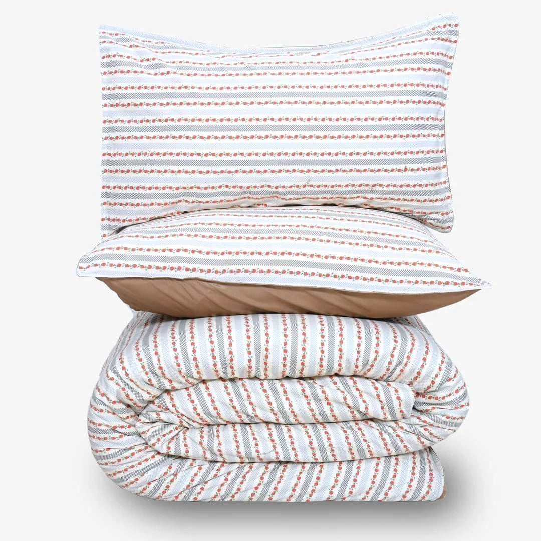 Linen Blend AC Comforter With 2 Pillow Cases and 1 Breakfast Pillow - Fresa