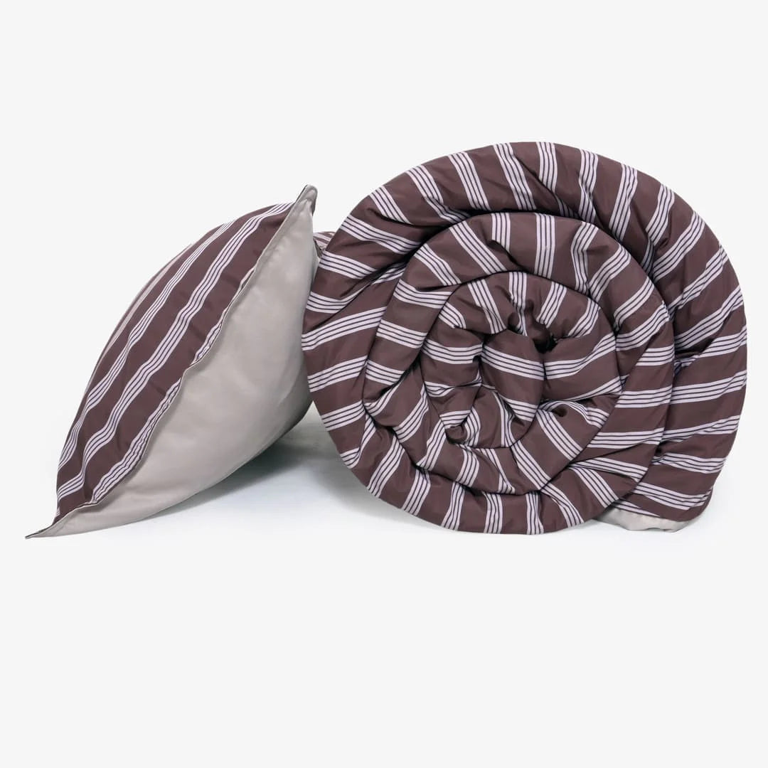 Linen Blend AC Comforter With 2 Pillow Cases and 1 Breakfast Pillow - Truffle