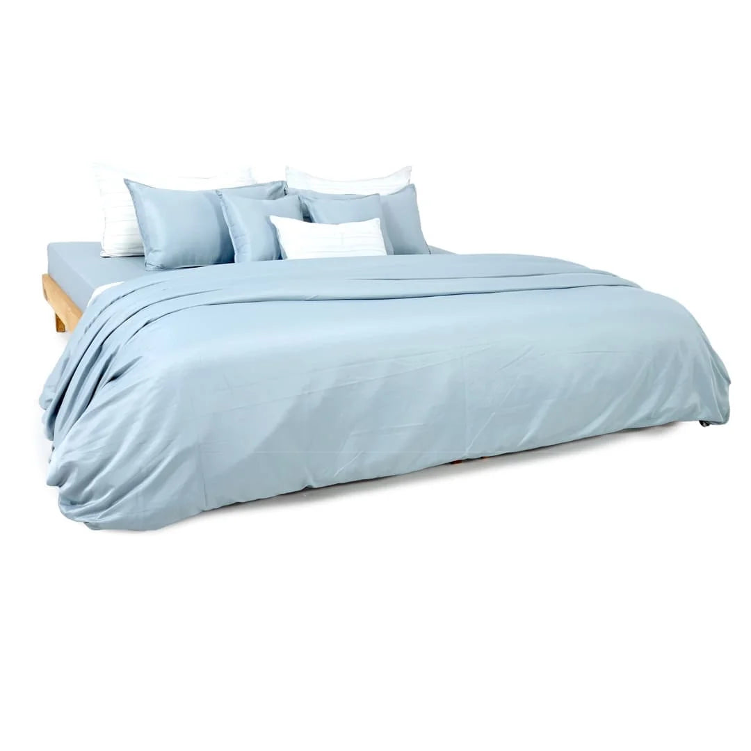 Linen Blend AC Comforter With 2 Pillow Cases and 1 Breakfast Pillow - Shore