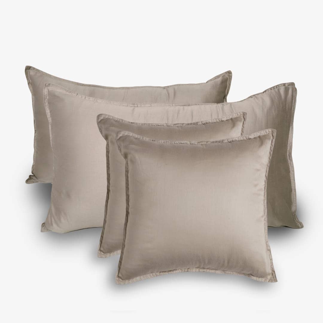 Zeries Egyptian Cotton Bedsheets With 2 Pillow Cases & 2 Cushion Covers - Dove