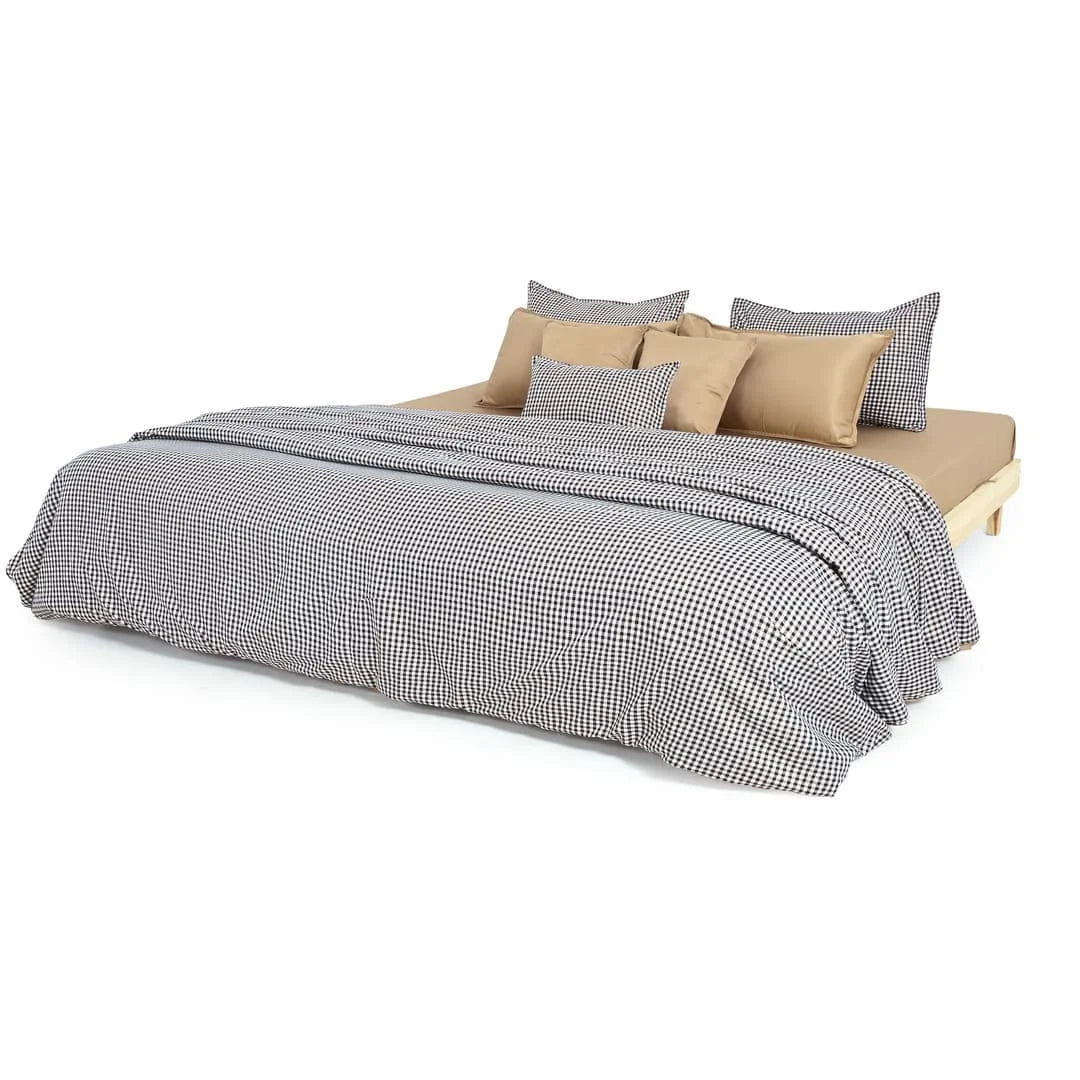 Zarf Linen Blend Bedding Set Of 9 For Single Size Bed - Carré