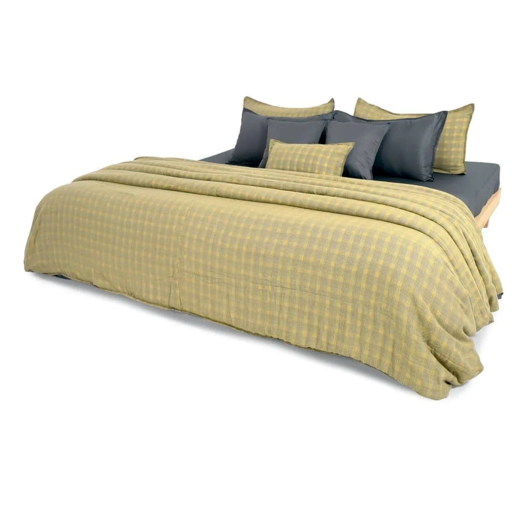 Zarf Linen Blend Bedding Set Of 9 For Single Size Bed - Vireo