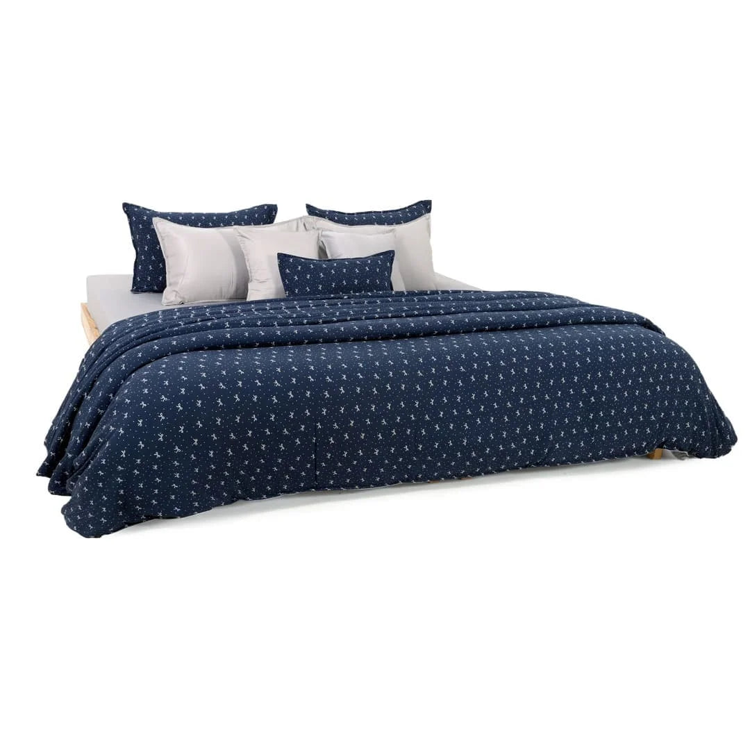 Linen Blend AC Comforter With 2 Pillow Cases and 1 Breakfast Pillow - Ruban