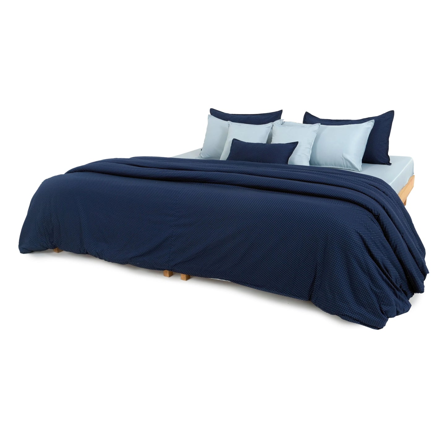 Linen Blend AC Comforter With 2 Pillow Cases and 1 Breakfast Pillow For Single Size Bed- Nebula