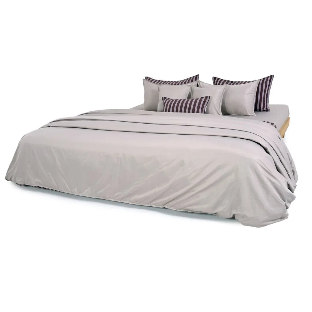 Linen Blend AC Comforter With 2 Pillow Cases and 1 Breakfast Pillow - Truffle