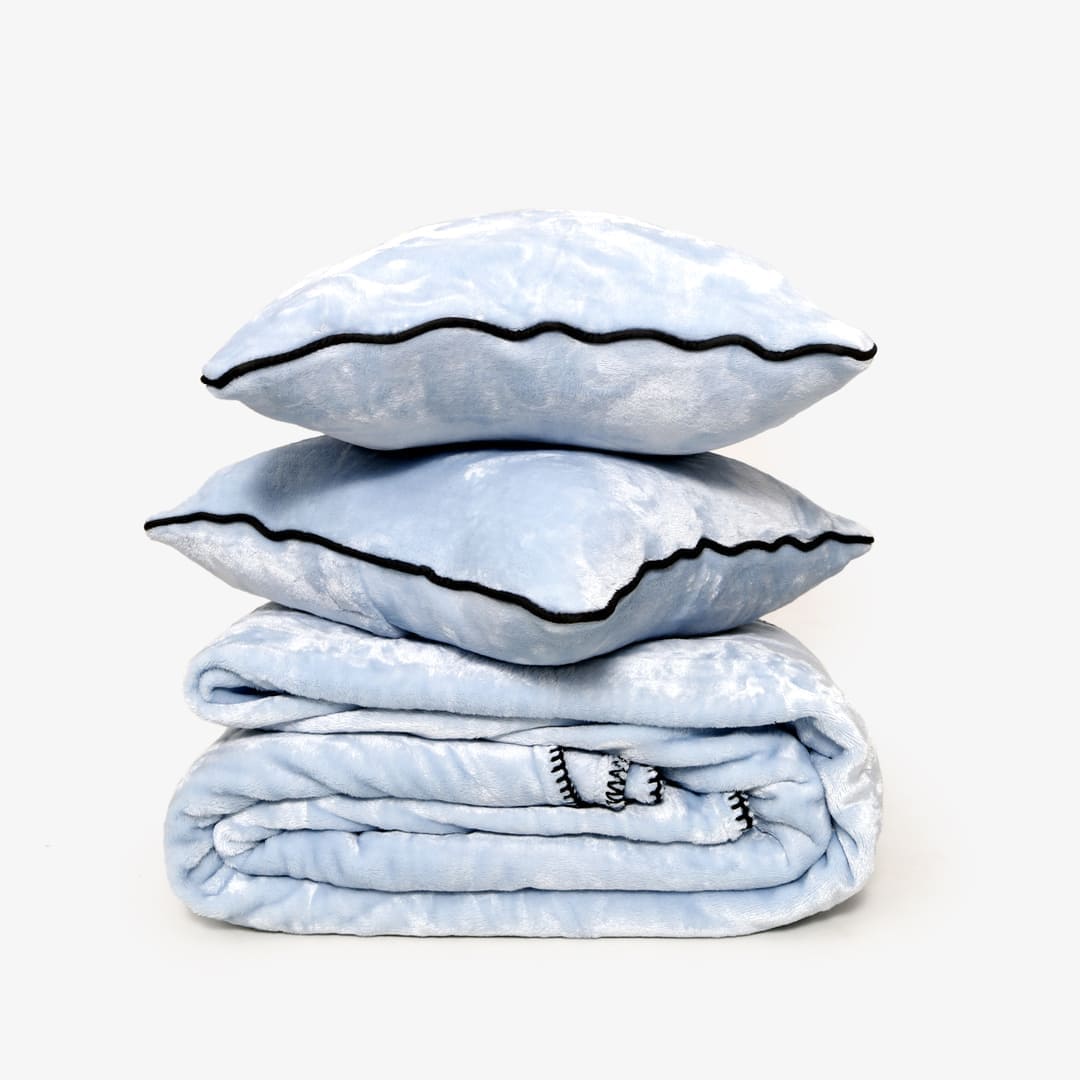 Zarf All-Season Premium AC Blanket With Two Cushion Covers - Powder Blue