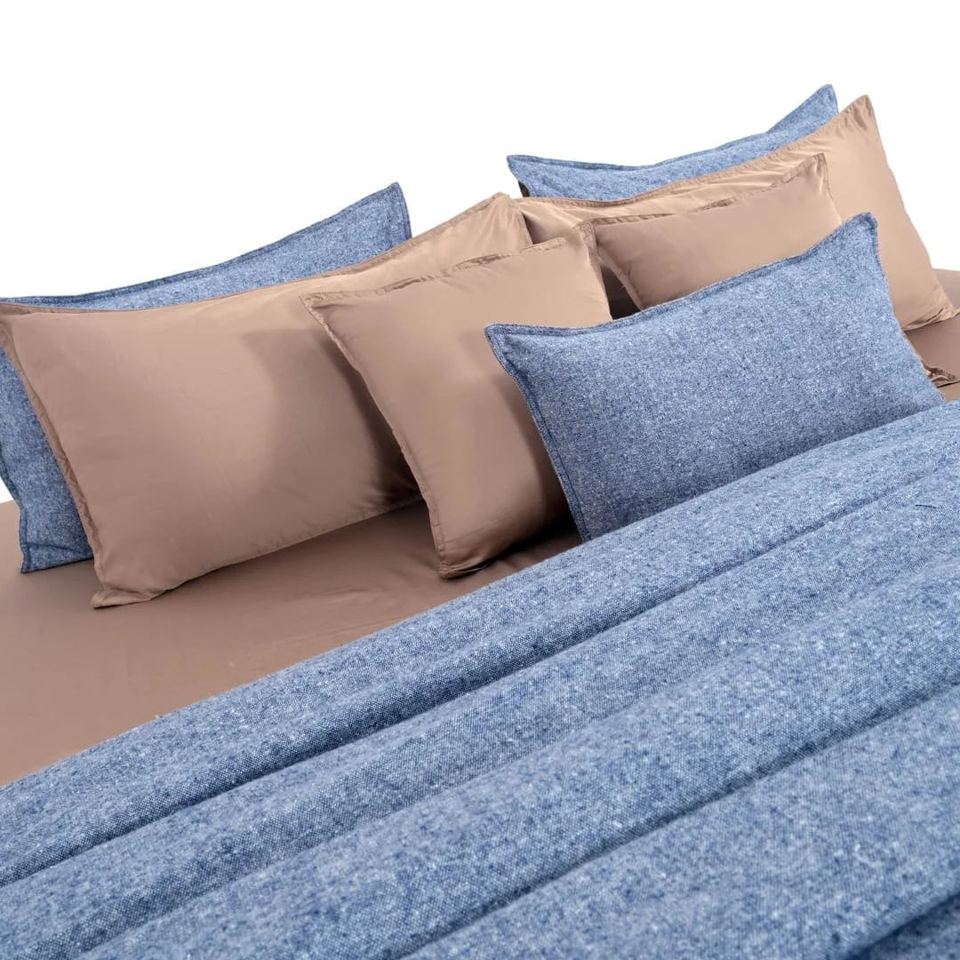 Linen Blend AC Comforter With 2 Pillow Cases and 1 Breakfast Pillow - Fleck