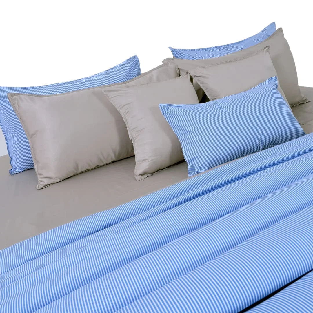 Linen Blend AC Comforter With 2 Pillow Cases and 1 Breakfast Pillow - Tranquil