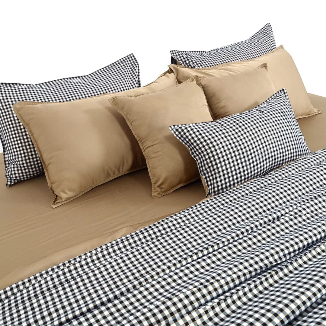Zarf Linen Blend Bedding Set Of 9 For Single Size Bed - Carré