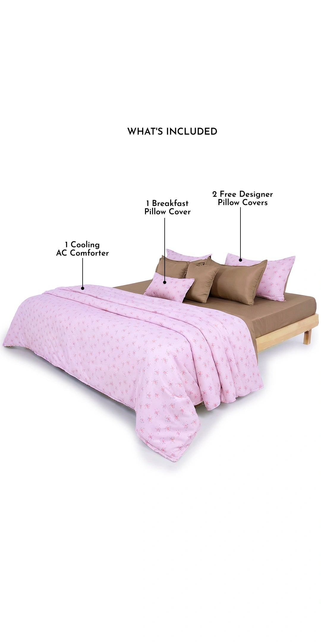 Linen Blend AC Comforter With 2 Pillow Cases and 1 Breakfast Pillow - Florinex