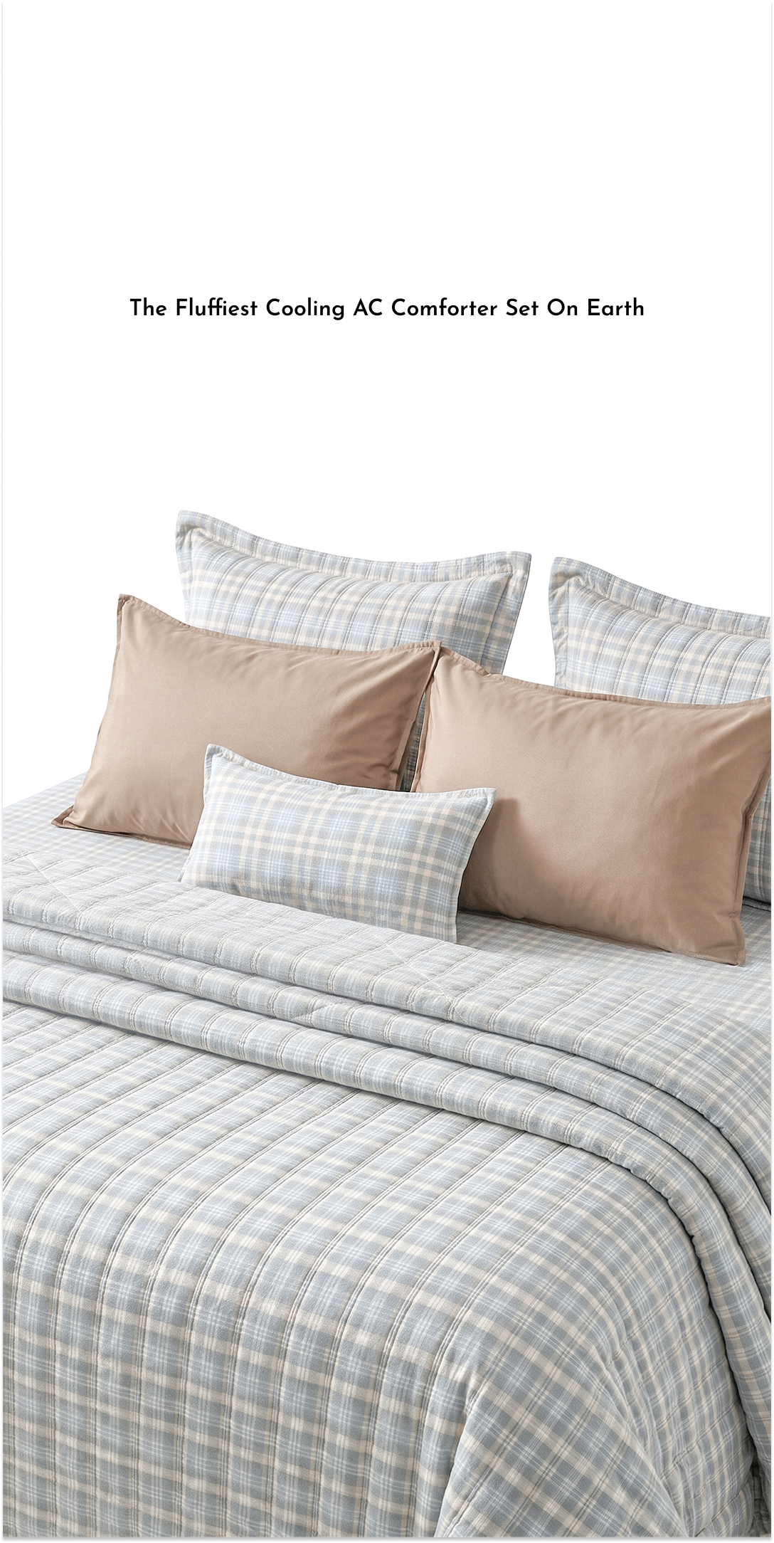 Linen Blend AC Comforter With 2 Pillow Cases and 1 Breakfast Pillow For Single Size Bed- Ellsworth