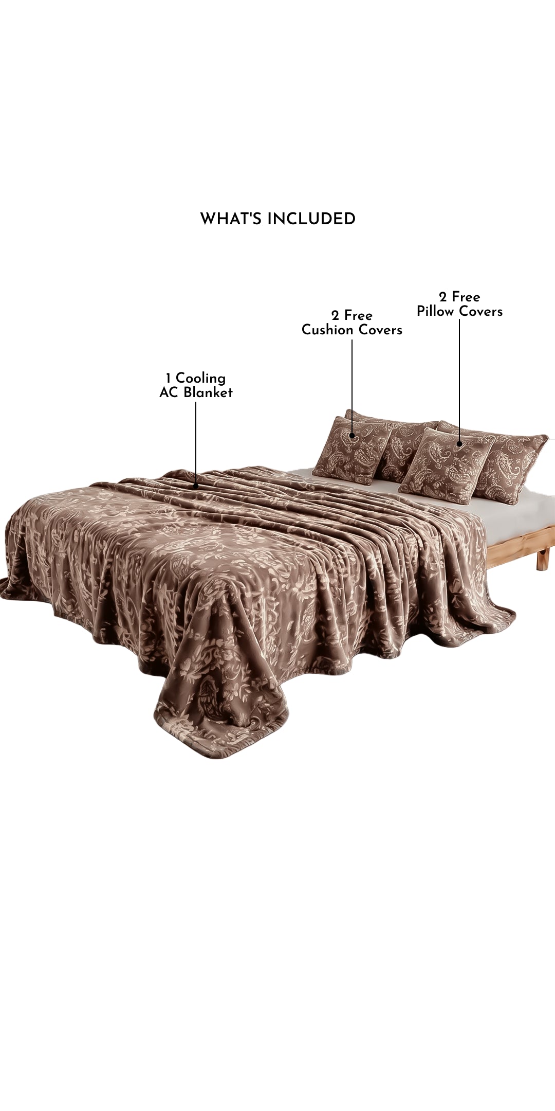 Zarf All-Season Premium Printed AC Blanket With Two Pillow Covers & Two Cushion Covers - Floral
