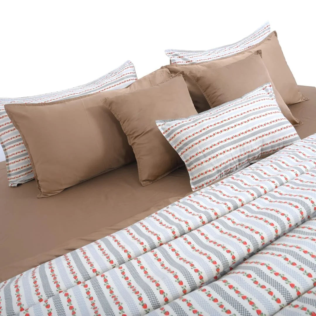 Linen Blend AC Comforter With 2 Pillow Cases and 1 Breakfast Pillow - Fresa