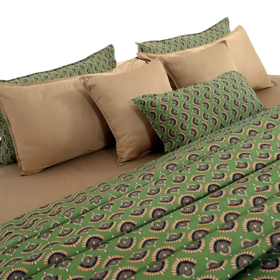 Linen Blend AC Comforter With 2 Pillow Cases and 1 Breakfast Pillow - Vanya (Limited Edition)