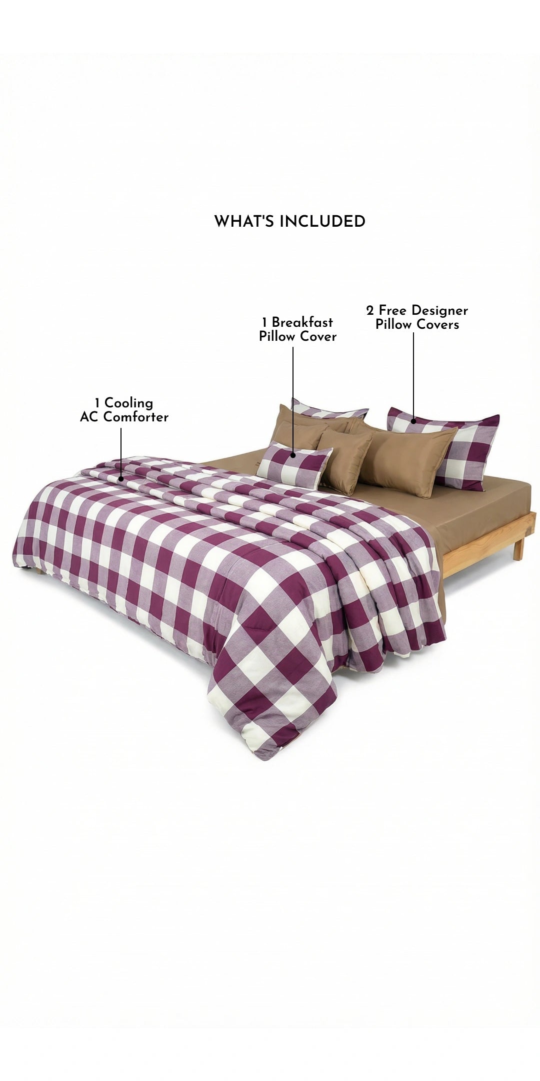 Linen Blend AC Comforter With 2 Pillow Cases and 1 Breakfast Pillow - Burgon