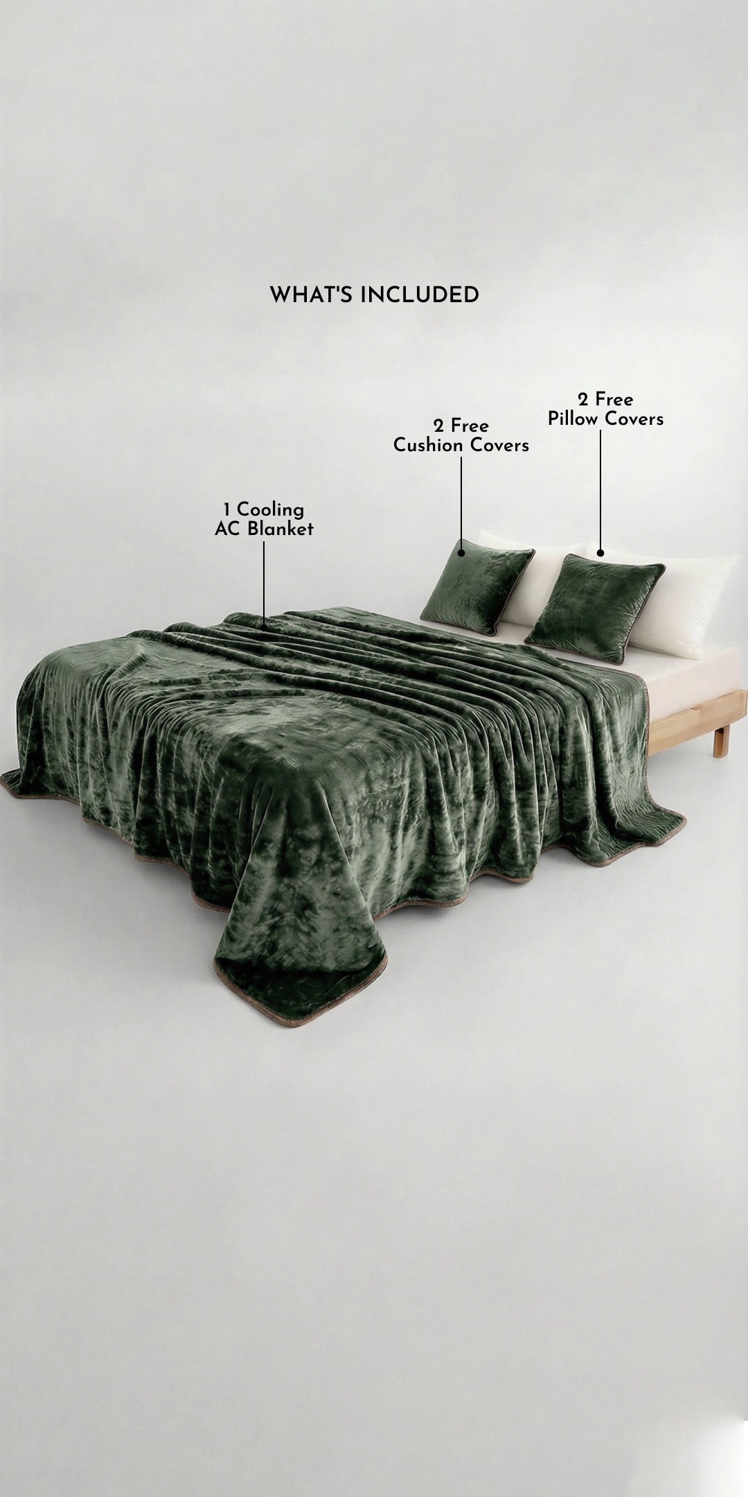 Zarf All-Season Premium AC Blanket With Two Pillow Covers & Two Cushion Covers - Greener pastures