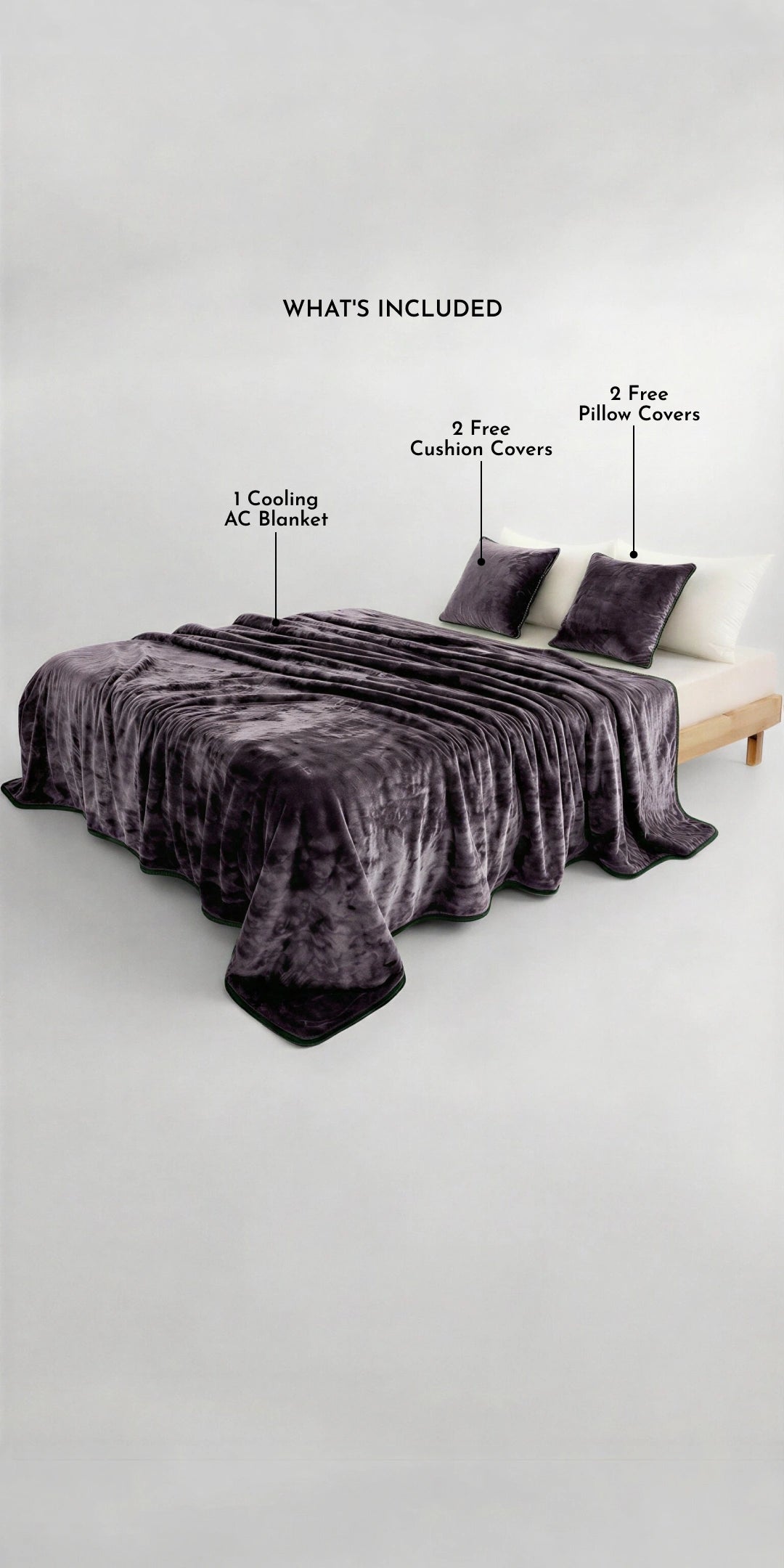 Zarf All-Season Premium AC Blanket With Two Pillow Covers & Two Cushion Covers - Mauve
