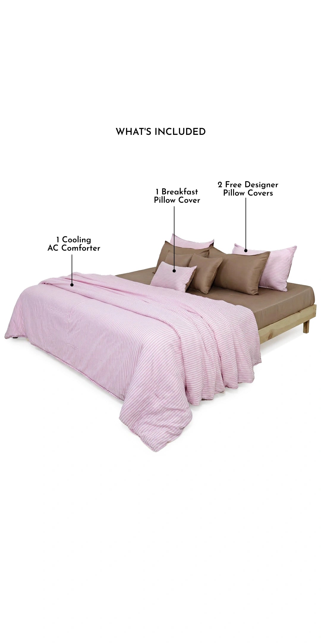 Linen Blend AC Comforter With 2 Pillow Cases and 1 Breakfast Pillow - Trosa