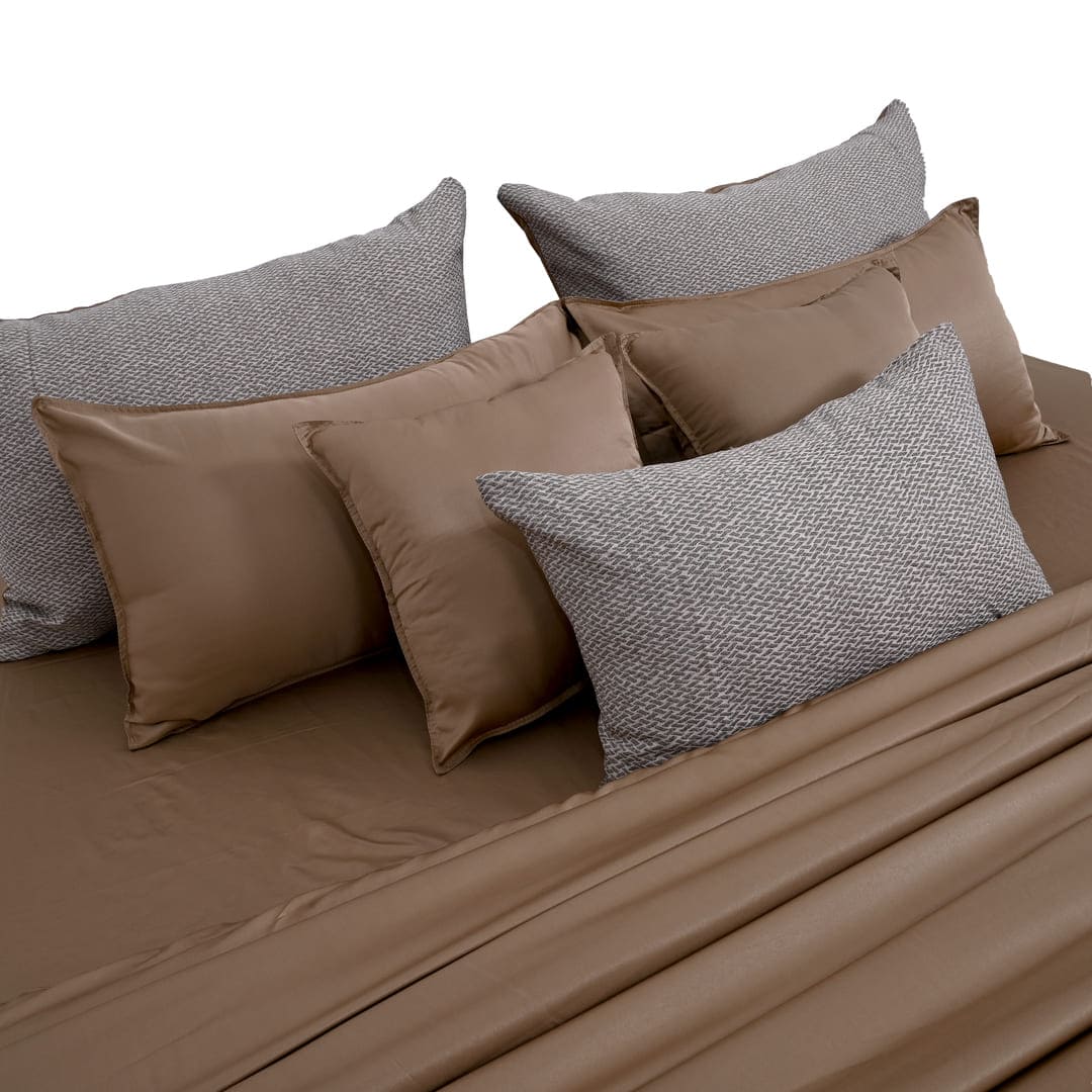 ZARF Italian Staple Weave Comforter With 2 Designer Pillow Cases 1 Breakfast Cushion Cover - Cove