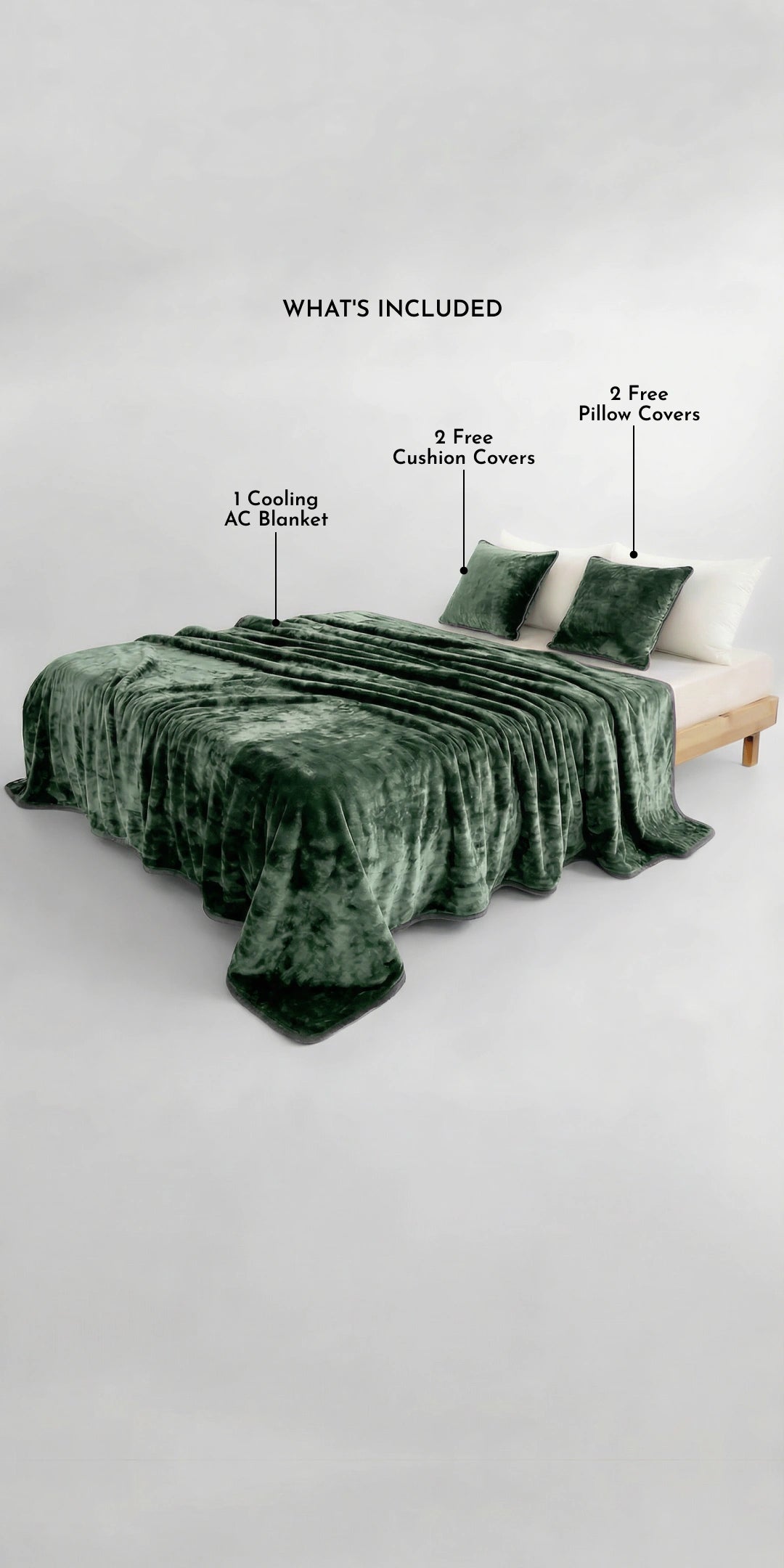 Zarf All-Season Premium AC Blanket With Two Pillow Covers & Two Cushion Covers - Eucalyptus