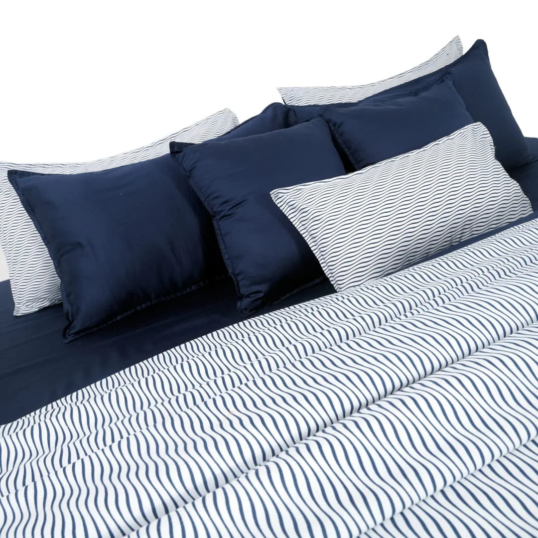 Zarf Linen Blend Bedding Set Of 9 - Inkwave