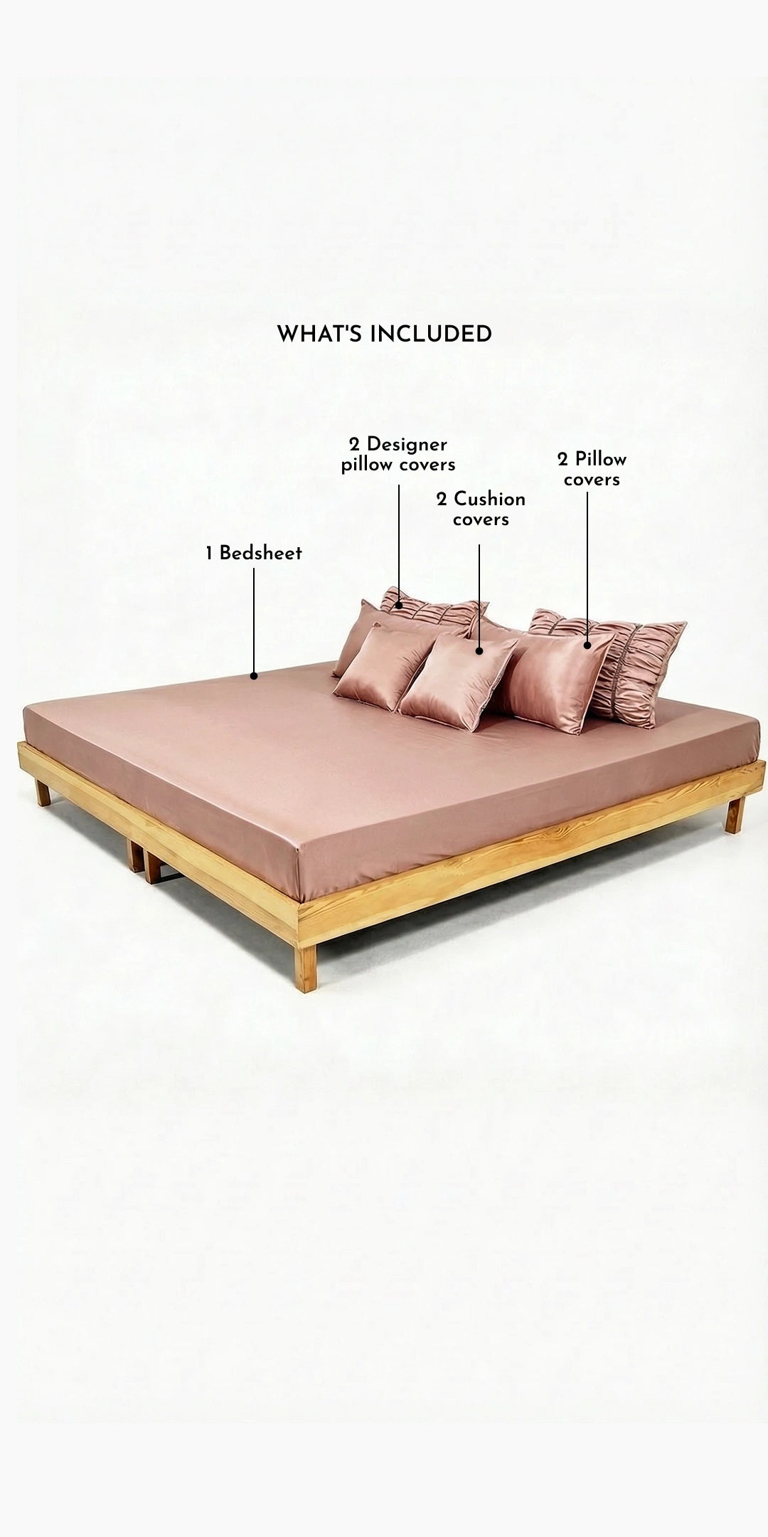 ZARF Italian Staple Weave Comforter With 2 Designer Pillow Cases, 2 Solid Pillowcases & 2 Cushion Covers - Dahlia